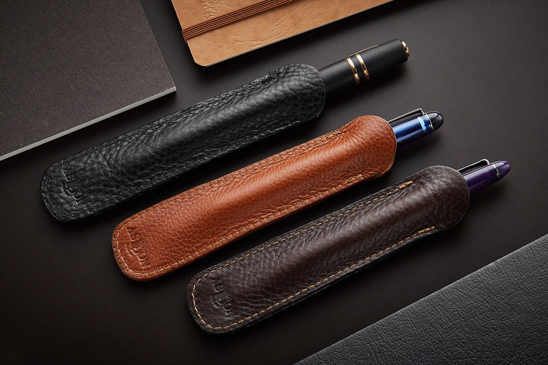 Aston Leather Single Slip Pen Pouch - Tan