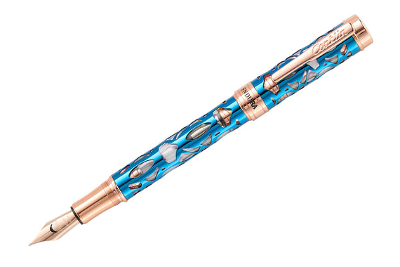 Conklin Endura Deco Crest Fountain Pen - Demo/Blue/Rosegold