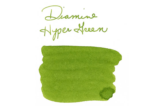 Diamine Forever Hyper Green fountain pen ink swab with writing