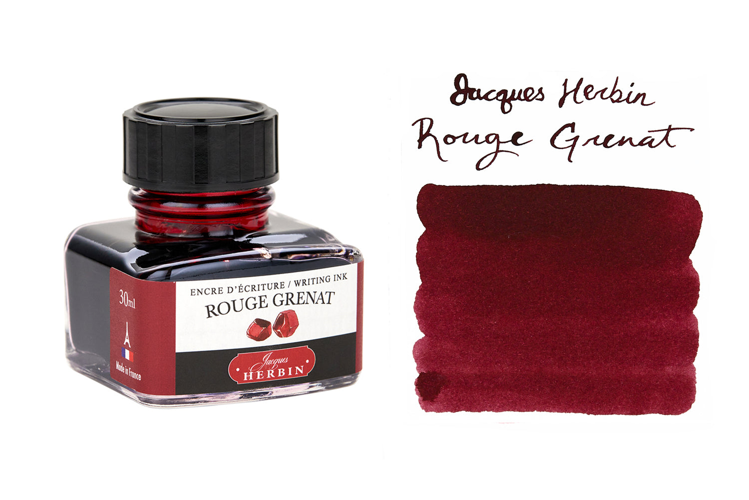 Jacques Herbin Rouge Grenat - 30ml Bottled Fountain Pen Ink - The ...