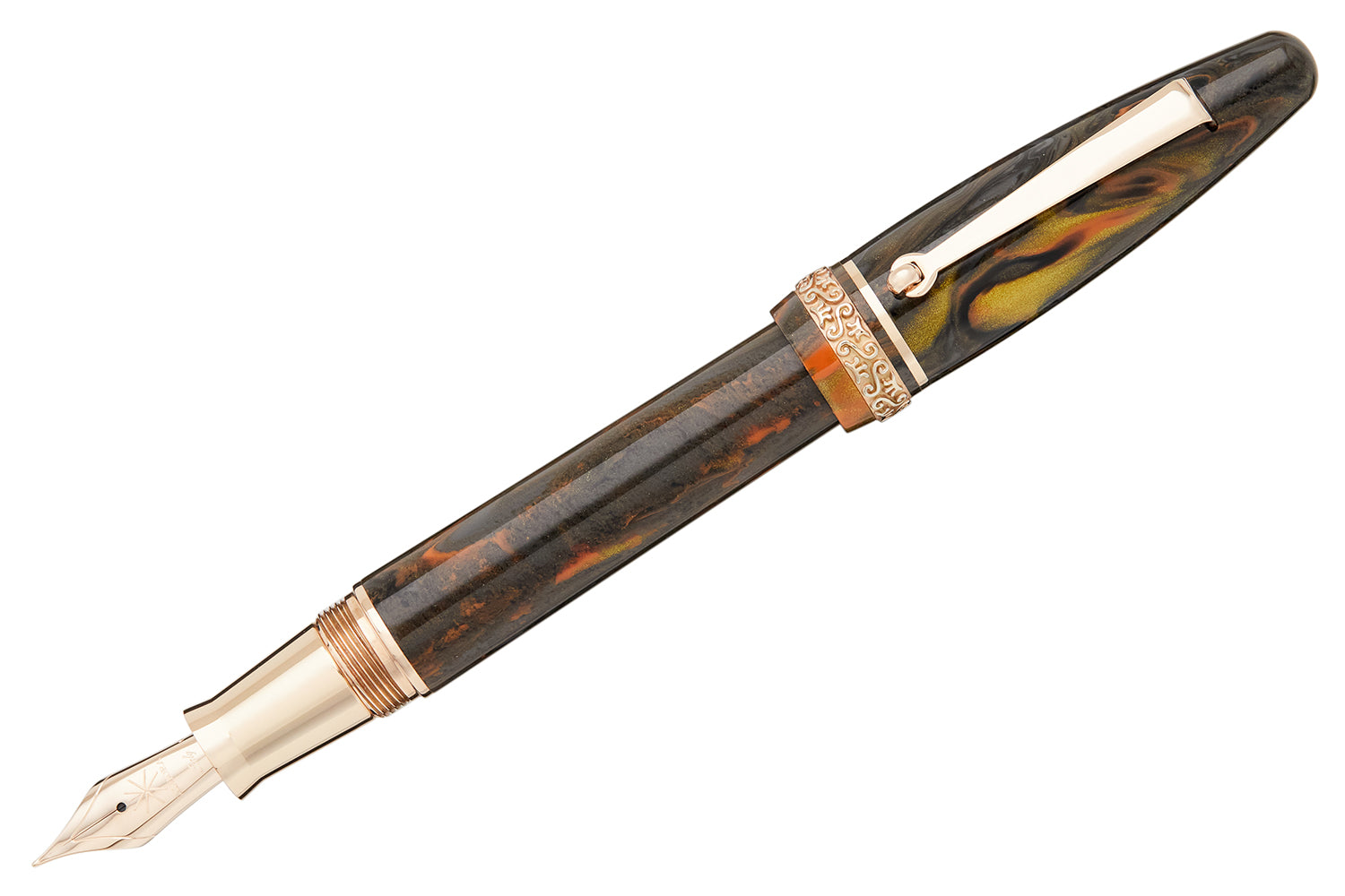 Maiora Ogiva Fountain Pen - Orange/Brown - The Goulet Pen Company