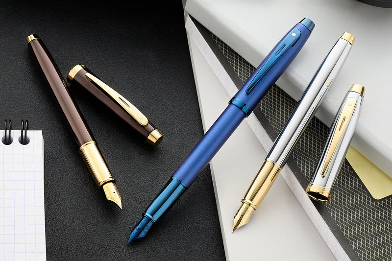 Sheaffer 100 Fountain Pen - Satin Blue - The Goulet Pen Company