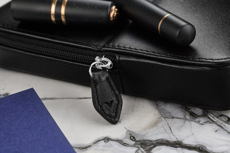 Visconti Leather 12 Pen Case - Black