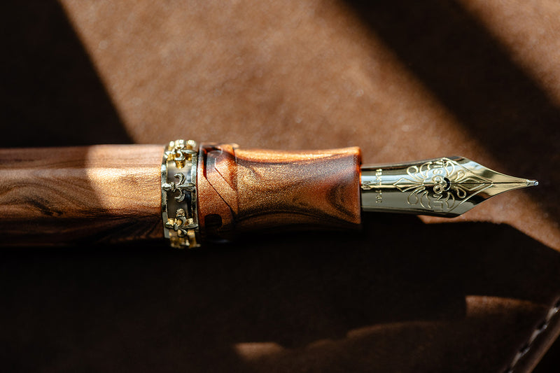 Visconti Medici Fountain Pen - Briarwood / Yellow Gold