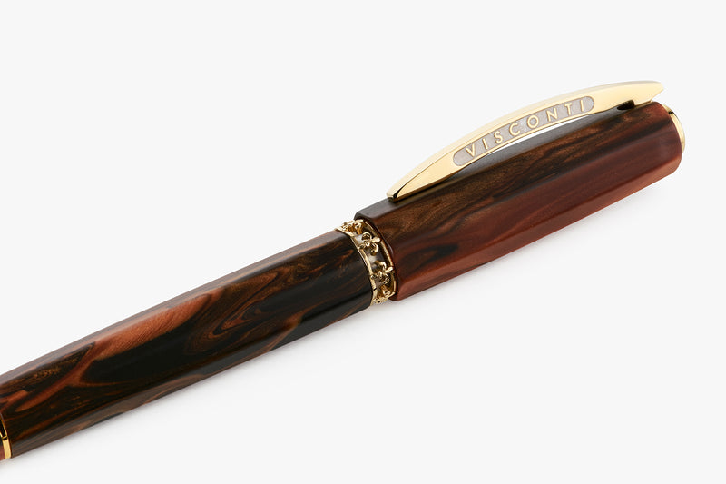 Visconti Medici Fountain Pen - Briarwood / Yellow Gold