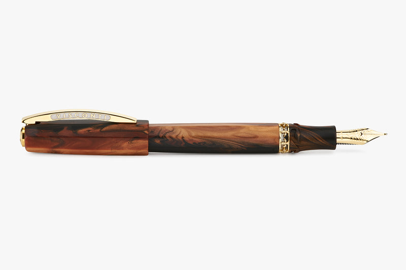 Visconti Medici Fountain Pen - Briarwood / Yellow Gold