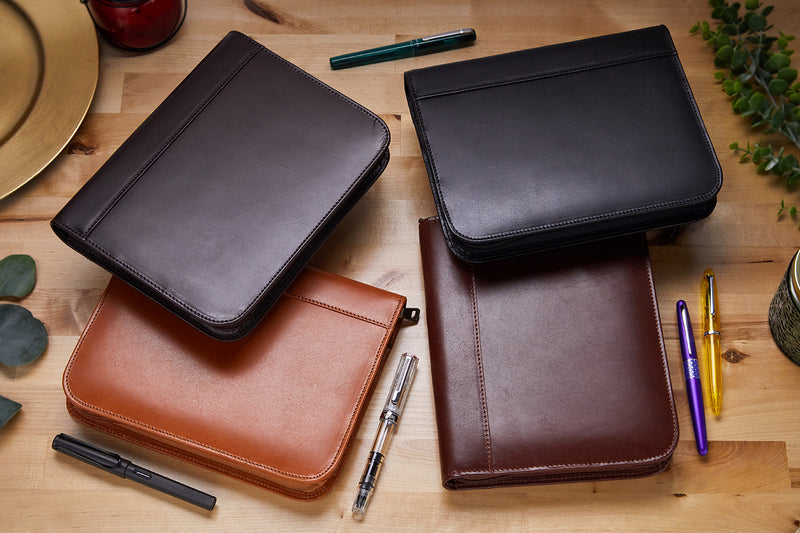 Aston Leather 20 Slot Pen Case - Cognac