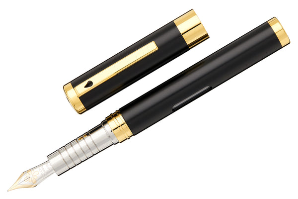 Diplomat Nexus Black & Gold Fountain Pen - 14K Nib Medium