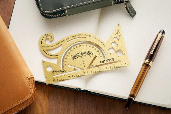 Galen Leather Brass Protractor and Combined Tool