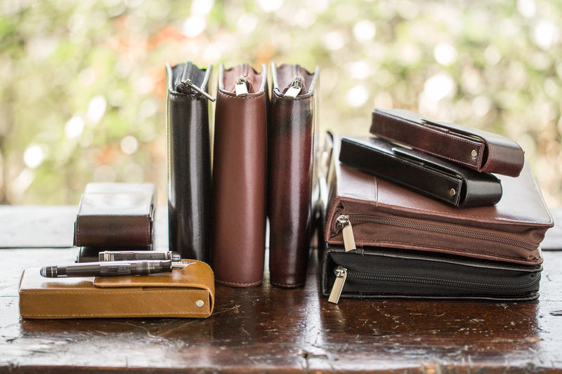 Girologio Triple Magnetic Closure Pen Case - Oxblood