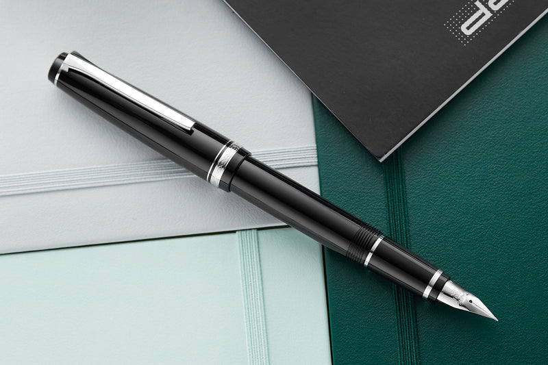 Pilot Falcon Fountain Pen - Black/Rhodium - The Goulet Pen Company