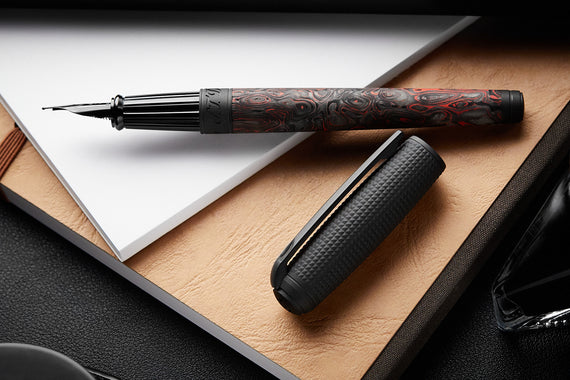 S.T. Dupont Line D Large Carbon Fountain Pen - Fiery Lava