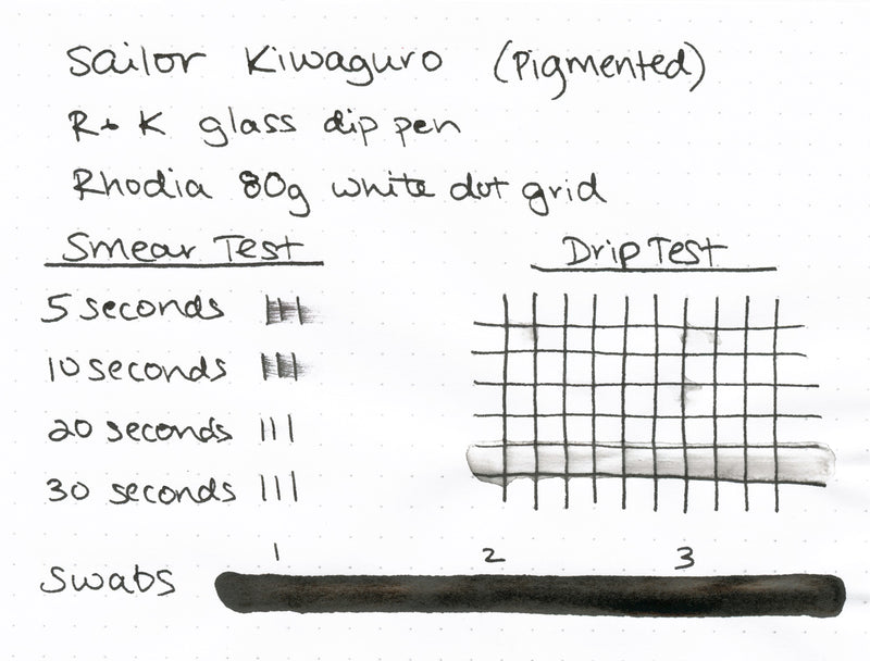 Sailor Kiwaguro Pigmented Black - Ink Sample